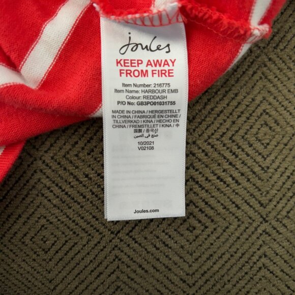 Joules Dachshund Red and White Striped Long Sleeved Shirt, Size 2, Small - Picture 6 of 6